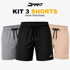 Kit 3 Shorts Masculino Treino Corrida Academia Bermuda Praia Mauricinho Tactel Futebol