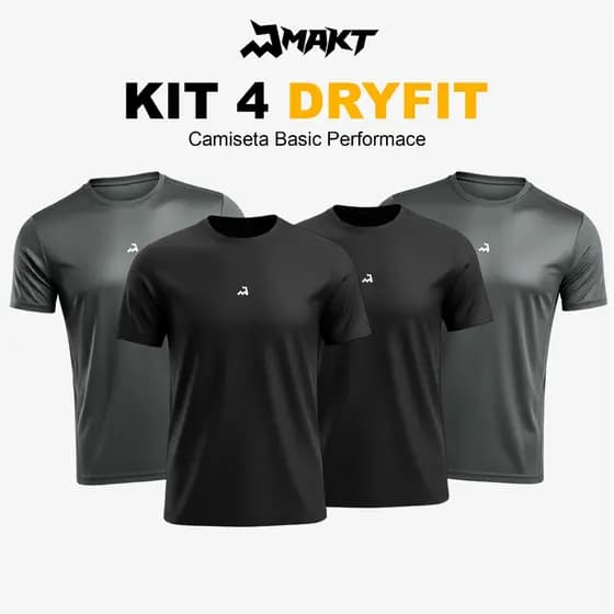 Kit 4 Camiseta Dry Masculina Fitness Academia Corrida CrossFit Poliester Premium Esporte