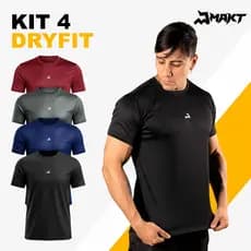Kit 4 Camiseta Dry Masculina Manga Curta Fitness Academia Corrida CrossFit Poliester Premium