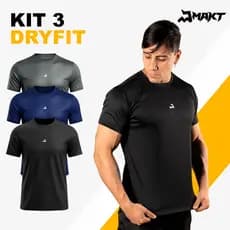 Kit 3 Camiseta Dry Masculina Manga Curta Fitness Academia Corrida CrossFit Poliester Premium