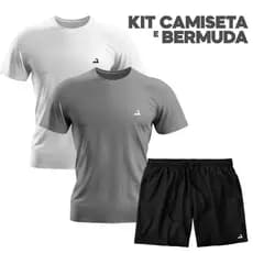 Kit 2 Camiseta Dryfit e 1 Shorts Tactel Masculino Bermuda de Academia Treino Corrida Esportes Praia