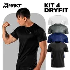 Kit 4 Camisetas Dry Fit Masculina Manga Curta Fitness Pra Treino Academia e Corrida Drifit Anti Suor