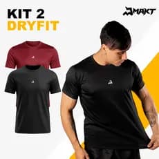 Kit 2 Camiseta Dry Masculina Manga Curta Fitness Academia Corrida CrossFit Poliester Premium Esporte