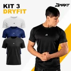 Kit 3 Camiseta Dry Masculina Manga Curta Fitness Academia Corrida CrossFit Poliester Premium Esporte