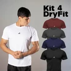 Kit 4 Camiseta Dry Masculina Fitness Academia Corrida CrossFit Poliester Premium Esporte