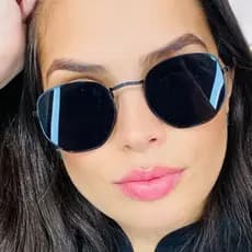 Óculos de Sol Hexagonal Lente Preta com Proteção Uv400 Masculino Feminino