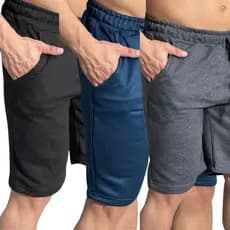 Kit 3 Shorts Moletom Masculina Lisa Treino Shorts  Masculino Com Cordão