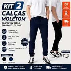 Kit C/2 Calça Moletom Masculina Academia Flanelada Jogger