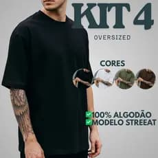 Kit Com 4 Camisetas Oversized StreatWear 100% Algodão Premium