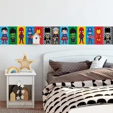 Faixa Decorativa Super Heróis Bebe Infantil Papel de Parede Autoadesivo Menino