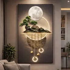 Quadro Decorativo Montanhas e Bonsai – 1 Peça – Arte Moderna  (sem led) NÃO É LUMINÁRIA