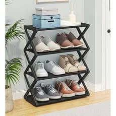 Sapateira Prateleira Sanfonada 4 Andares Organizadora Plástico 8 Pares Preto SAZ SUPO16