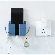 Suporte de Parede para Celular Controle Remoto Autoadesivo com Ganchos Sem Furos Branco