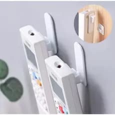 Conjunto Gancho Suporte Plástico Alto Adesivo Tv Controle Remoto Chave 4 Peças Suporta Até 1kg Multiuso SAZ