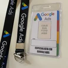 Crachá Especialista Google ADS + Cordão Personalizado google ads + Capinha protetora (PARA PREENCHER) Expresso