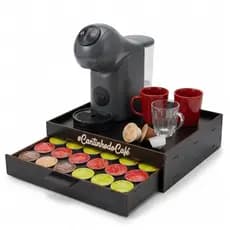 Bandeja Dolce Gusto 24 Cápsulas Cantinho do Café Organizador de Cápsulas Madeira PretaDecorativa
