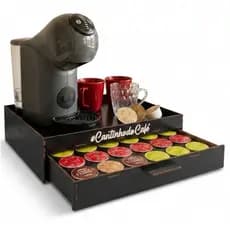 Bandeja Preta Porta Cápsulas Dolce Gusto 24 espaços Cantinho do Café Suporte de Cápsulas 3 corações