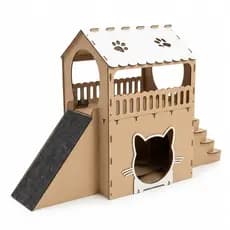 Casa de Gato Luxo 2 Andares | Toca Playground Premium Arranhador Rampa Design Natural Antiestresse