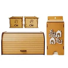 Kit Porta Pães Cesto de Bolachas Biscoitos e Bolos Tampa Retrátil Puxa Saco Caixa de Chá