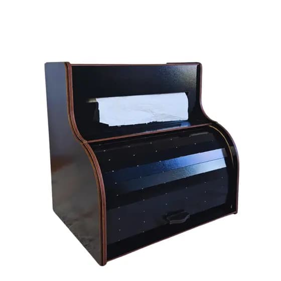 Porta Pão De Bancada Preto Organizador Cozinha Porta Pães e Bolos Papel Toalha Preto Cantinho Café