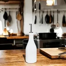 Galheteiro Porcelana 350ml 1ª Linha com Bico Dosador Inox Porta Azeite Vinagre Óleo Mesa