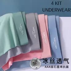 [MAOINGMEN] Kit 4 Cueca Boxer Masculino roupa íntima masculina Ice Silk Ultra-Thin Antibacterial Graphene Boxer Homen