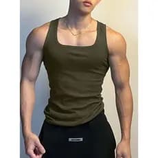 Regatas Masculina Canelada Americana Básica Camisetas Colete Esportivo Masculino Exterior Vestir T-SHIRT Tank Slim Fit