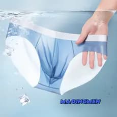 【MAOINGMEN】Cuecas Slip Masculinas de verão de seda Roupa Íntima Cueca Masculino de uma peça sem costura respirável