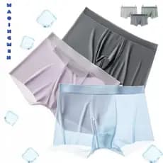 [MAOINGMEN] Kit 3/4/5 Cueca Boxer Masculina de seda gelada sem costura 7A seda amoreira antibacteriana equipamento