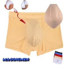 [MAOINGMEN] Cueca Boxer Masculino de inspiração de seda gelada com copos Esportes Cuecas de proteção de virilha