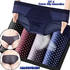 【MAOINGMEN】Kit 4 Cueca Slip Masculino / Cueca Bambu De Malha Respirável de Seda Gelada  /Roupa íntimas Masculina