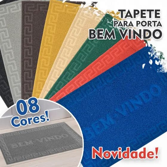 Tapete De Porta Bem Vindo Em Pvc 40x60cm Capacho Grosso Emborrachado Antiderrapante Diversas Cores