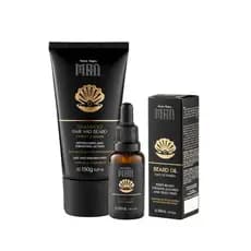 Kit Masculino Barba & Cabelo - Shampoo 150ml e Óleo de Barba 30ml - Pérola Negra