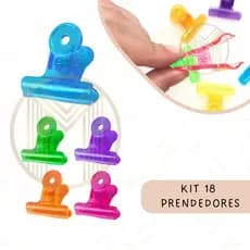 Kit 18 Prendedores Fecha Embalagem de Acrílico Colorido Clip Alimentos