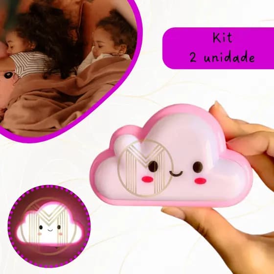 Kit C/2 Abajur Led Quarto Iluminação Infantil Decoração Bebê Rosa
