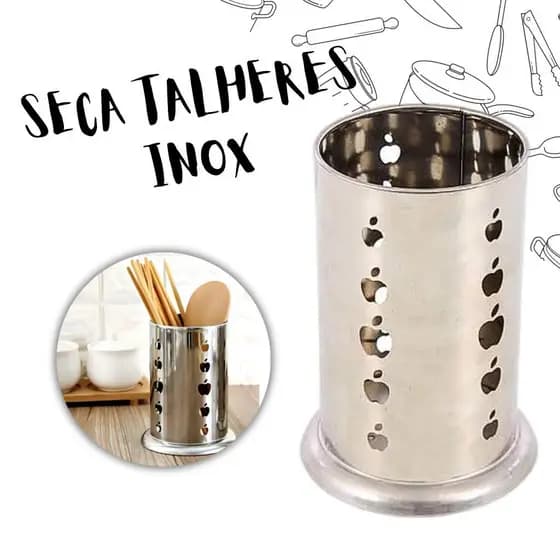Seca Porta Talheres Suporte Utilidades Casa Faqueiro Escorredor Cozinha Inox 16,5cm