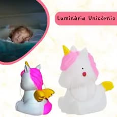 Luminária Abajur Unicórnio Iluminação Led Quarto Infantil Criança Decoração