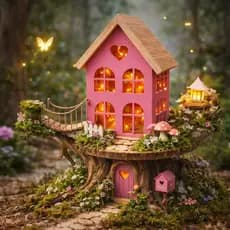 Casinha Decorativa Rosa em MDF Enfeite Quarto Infantil Criança Brinquedo Boneca