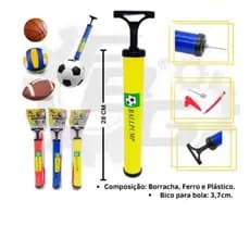01 BOMBA DE AR MANUAL PARA ENCHER BOLA DE FUTEBOL, VÔLEI, BASQUETE, JÁ VEM COM OS BICOS