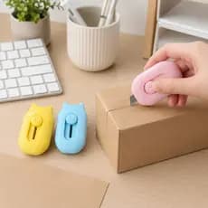 Kit 6 Unidades Mini Estilete Cortador Papelaria Lâmina Retrátil Cor Sortidas
