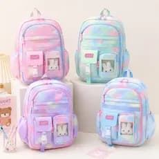 Mochila Escolar Infantil Feminina 45cm Colorida com Coelhinho, Bolsos Laterais e Grande Capacidade 45cm