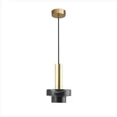 Luminária Pendente Lustre Preto De Mármore Com Detalhe Dourado Sala Lavabo Cozinha Balcão