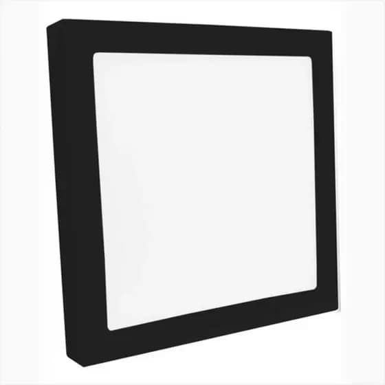 Luminaria Plafon 40cm Preta Quadrada Sobrepor 36w Led 3000k