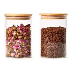 Kit 2 Pote Hermético De Vidro Com Tampa De Bambu Decoração Porta Tempero Organizador Porta Mantimentos pote de tempero herméticos