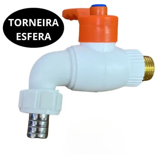 Torneira Esfera 1/2 e 3/4 Em Latão Encapado De Plástico - Jardim Lavanderia GP4018