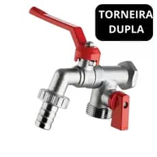 Torneira Metal Esfera 2 Saídas Tanque e Máquina Lavar Roupa Parede