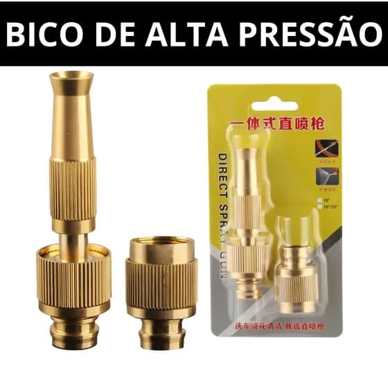 Esguicho Regulável de Mangueira em Latão Bico Pulverizador Alta Pressão para Lavagem