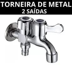 Torneira para Tanque e Máquina de Lavar Metal 2 Saídas 1/4 de Volta Parede