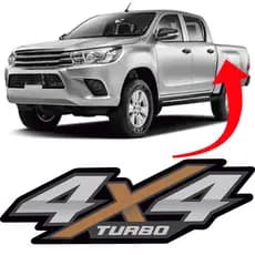 PAR JOGO CONJUTO EMBLEMA LETREIRO ADESIVO LATERAL DA HILUX 2016 2017 2018 2019 2020 4X4 TURBO