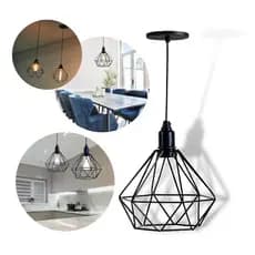 Pendente Luminaria Teto Diamante Preto Industrial Aramado
